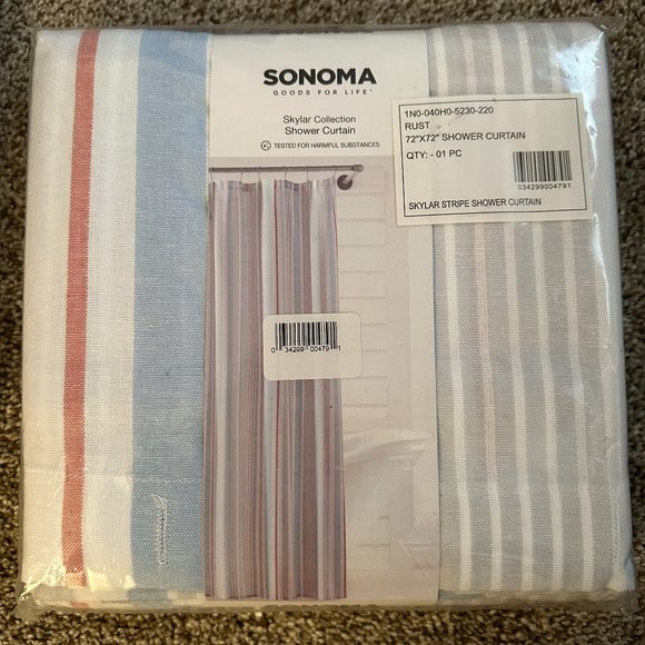 SONOMA SKYLAR STRIPED SHOWER CURTAIN 72 X 72 - Picture 2 of 4